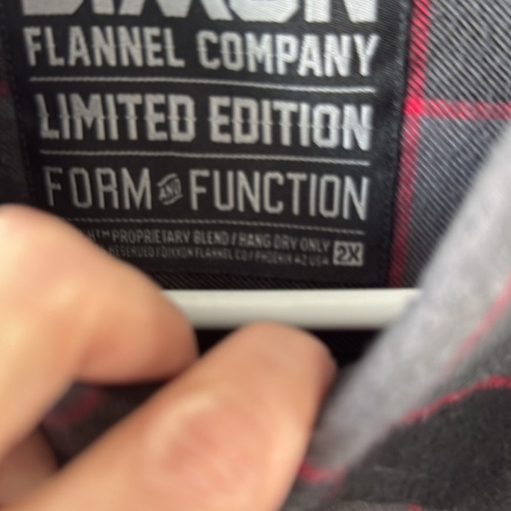 DIXXON Men's Button-Down Plaid Shirt in Black, Gray and Red - Picture 2 of 3